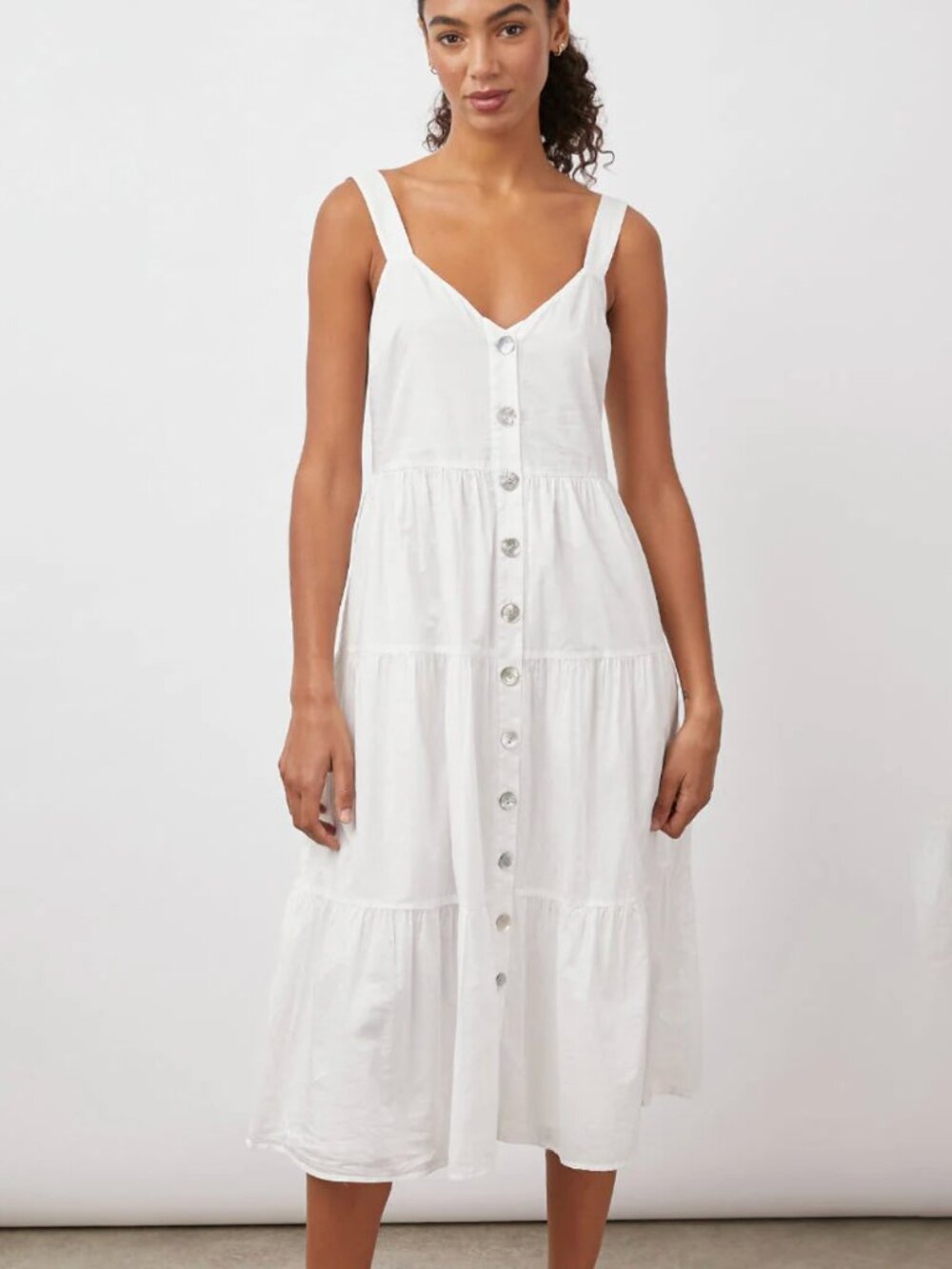 NWOT Rails Violet Tiered White Cotton Voile Midi Dress | Size Small